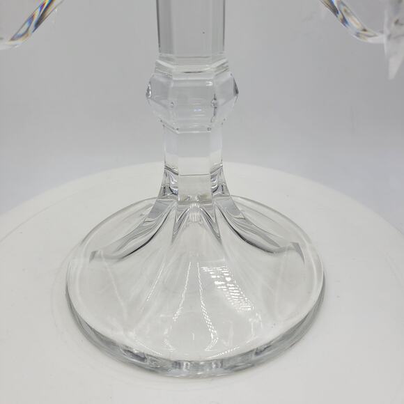 VINTAGE 3 Candle Crystal‎ Candelabra 11" Tall Bohemian Pendant Drops Fluted Base - Picture 10 of 16